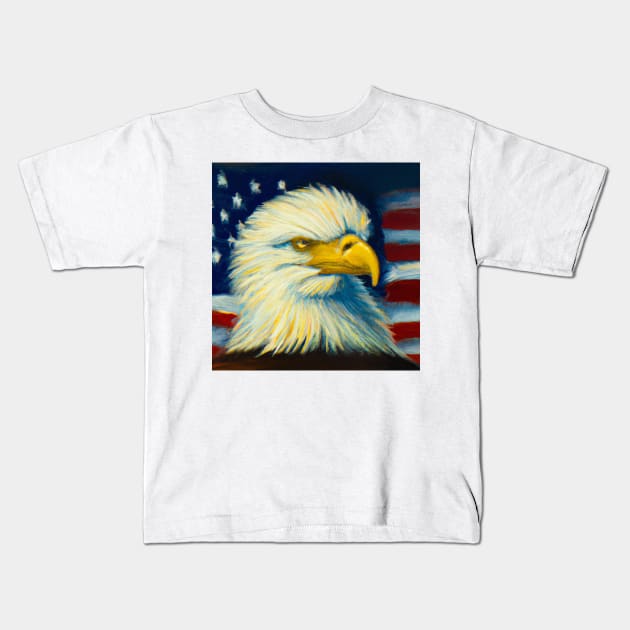 American Flag and Bald Eagle 5 Kids T-Shirt by AIArtByPDGStudio